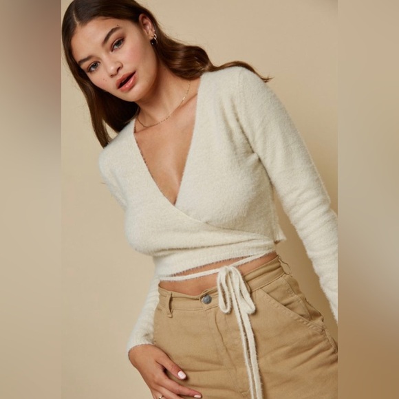 Cozy Cream Wrap Sweater - Picture 1 of 5